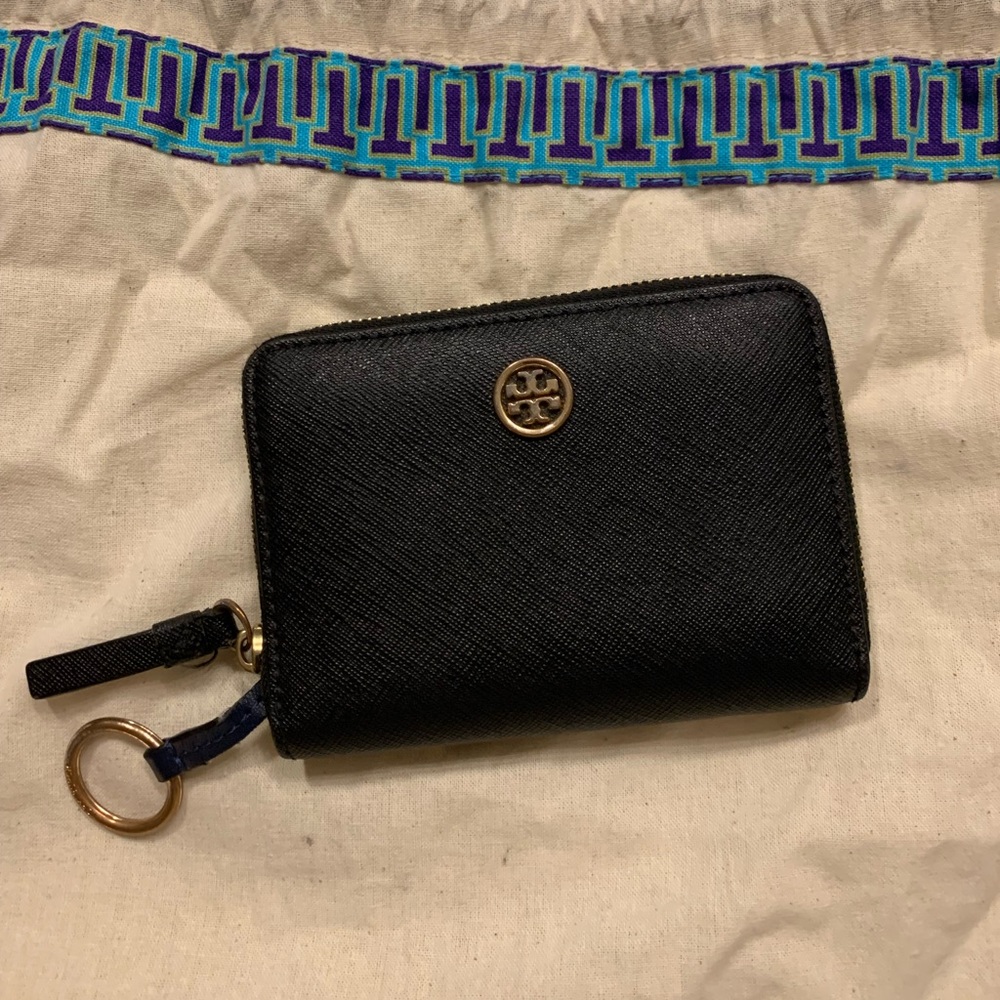 Tory Burch Black Wallet with Gold Accents